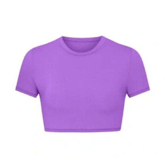 Skims Fits Everybody Super Cropped T-Shirt in Ultra Violet Size M - Picture 1 of 4